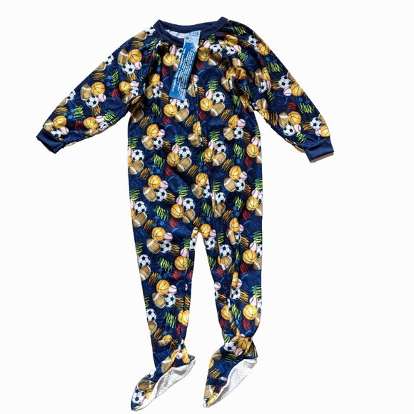 Carter's Toddler Boys Ball Game Sports Sleepwear Pajama Sleeper Blue Ful… - Picture 1 of 5
